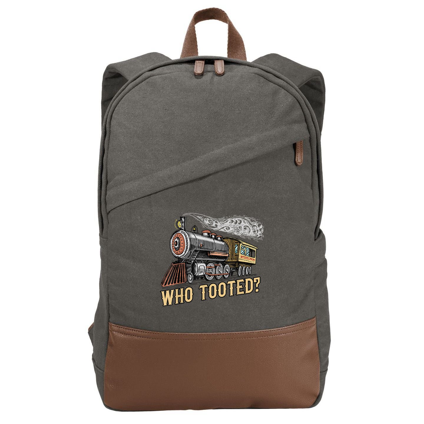 Funny Train Lovers & Railroad Vintage Retro Locomotive Gifts Cotton Canvas Backpack