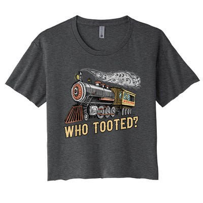 Funny Train Lovers & Railroad Vintage Retro Locomotive Gifts Women's Crop Top Tee