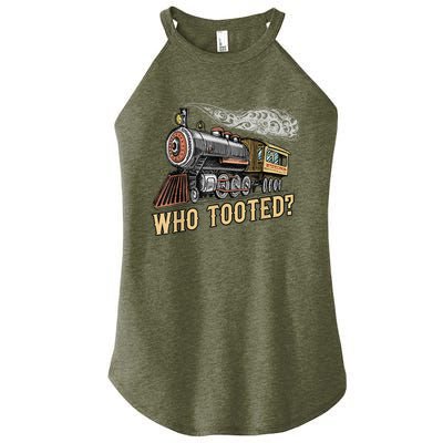 Funny Train Lovers & Railroad Vintage Retro Locomotive Gifts Women's Perfect Tri Rocker Tank