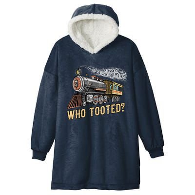 Funny Train Lovers & Railroad Vintage Retro Locomotive Gifts Hooded Wearable Blanket