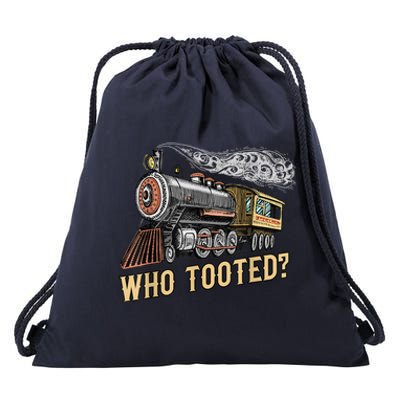 Funny Train Lovers & Railroad Vintage Retro Locomotive Gifts Drawstring Bag