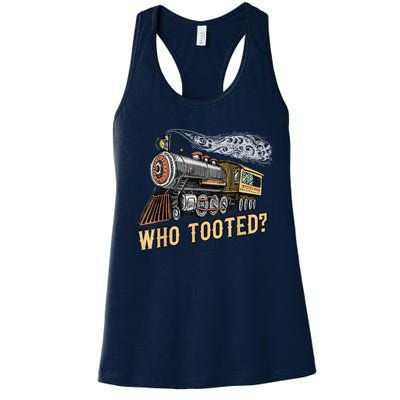 Funny Train Lovers & Railroad Vintage Retro Locomotive Gifts Women's Racerback Tank