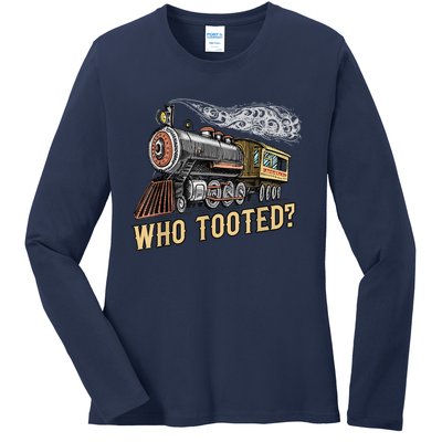 Funny Train Lovers & Railroad Vintage Retro Locomotive Gifts Ladies Long Sleeve Shirt