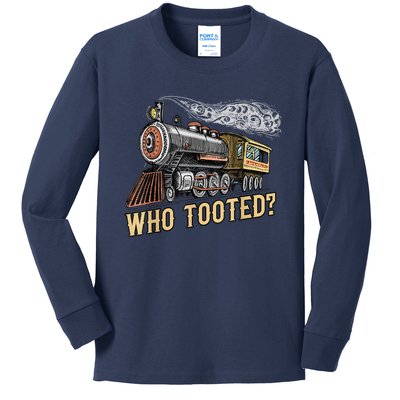 Funny Train Lovers & Railroad Vintage Retro Locomotive Gifts Kids Long Sleeve Shirt