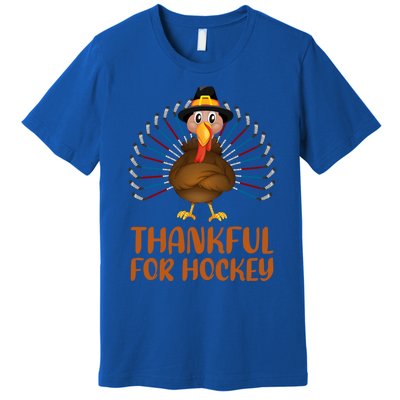 Funny Turkey Lover Thankful For Hockey Thanksgiving Cool Gift Premium T-Shirt