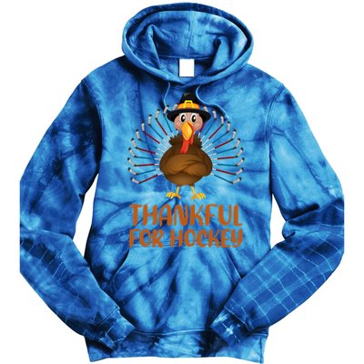 Funny Turkey Lover Thankful For Hockey Thanksgiving Cool Gift Tie Dye Hoodie