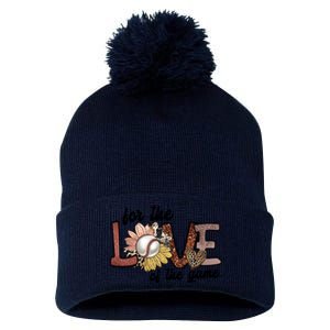 For The Love Of The Game Cool Baseball Design Pom Pom 12in Knit Beanie