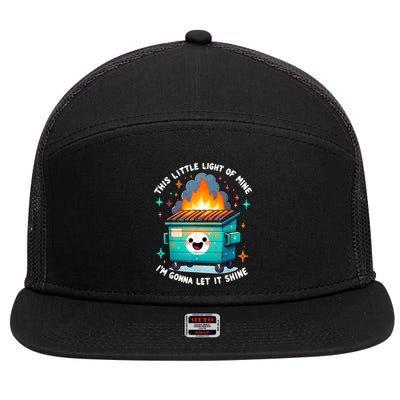 Funny This Little Light Of Mine Lil Dumpster Fire 7 Panel Mesh Trucker Snapback Hat