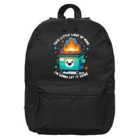 Funny This Little Light Of Mine Lil Dumpster Fire 16 in Basic Backpack