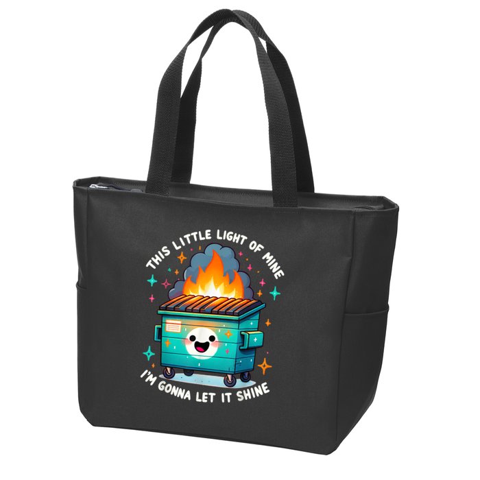 Funny This Little Light Of Mine Lil Dumpster Fire Zip Tote Bag