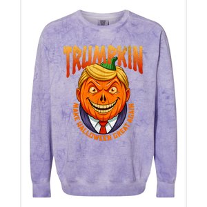 Funny Trumpkin Make Halloween Great Again America Humor Colorblast Crewneck Sweatshirt