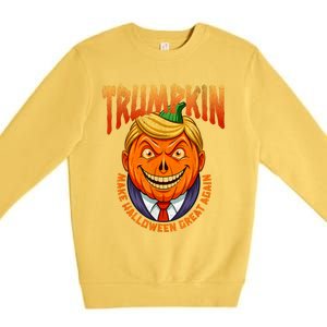 Funny Trumpkin Make Halloween Great Again America Humor Premium Crewneck Sweatshirt