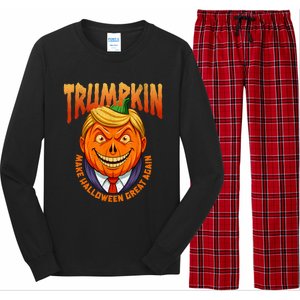 Funny Trumpkin Make Halloween Great Again America Humor Long Sleeve Pajama Set