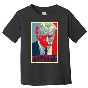 Funny Trump Mug Shot Donald Trump Mug Shot Never Surrender Cute Toddler T-Shirt