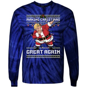 Funny Trump Making Make Christmas Great Again Ugly Christmas Tie-Dye Long Sleeve Shirt