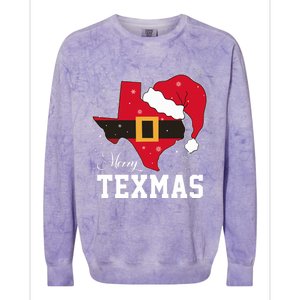 Funny Texas Merry Texmas Christmas State Santa Hat Clothing Colorblast Crewneck Sweatshirt