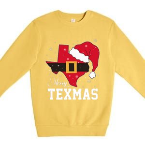 Funny Texas Merry Texmas Christmas State Santa Hat Clothing Premium Crewneck Sweatshirt