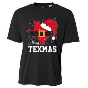 Funny Texas Merry Texmas Christmas State Santa Hat Clothing Cooling Performance Crew T-Shirt