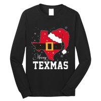 Funny Texas Merry Texmas Christmas State Santa Hat Clothing Long Sleeve Shirt