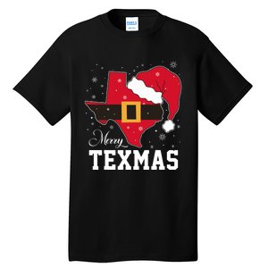 Funny Texas Merry Texmas Christmas State Santa Hat Clothing Tall T-Shirt