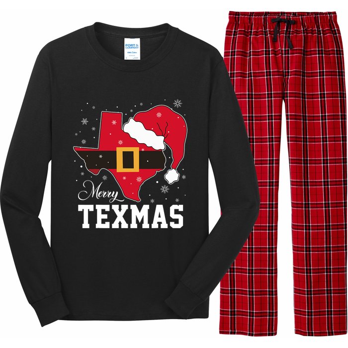 Funny Texas Merry Texmas Christmas State Santa Hat Clothing Long Sleeve Pajama Set