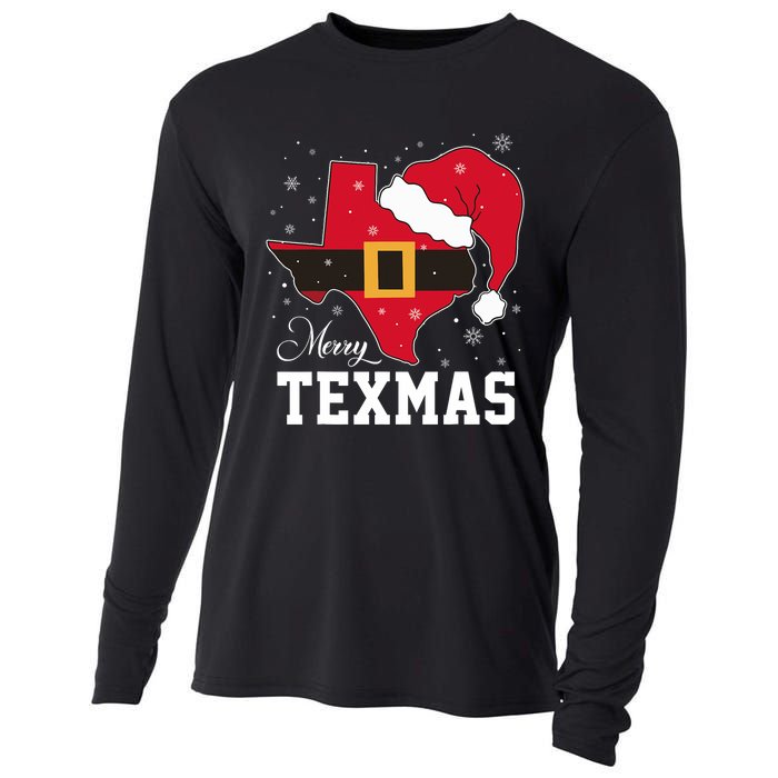 Funny Texas Merry Texmas Christmas State Santa Hat Clothing Cooling Performance Long Sleeve Crew