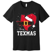 Funny Texas Merry Texmas Christmas State Santa Hat Clothing Premium T-Shirt