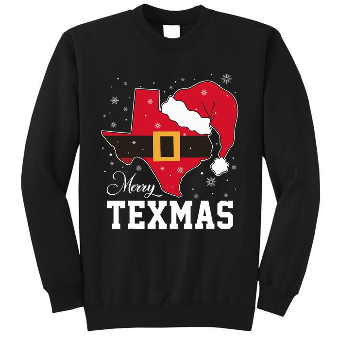 Funny Texas Merry Texmas Christmas State Santa Hat Clothing Tall Sweatshirt