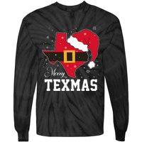 Funny Texas Merry Texmas Christmas State Santa Hat Clothing Tie-Dye Long Sleeve Shirt