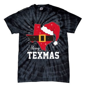 Funny Texas Merry Texmas Christmas State Santa Hat Clothing Tie-Dye T-Shirt