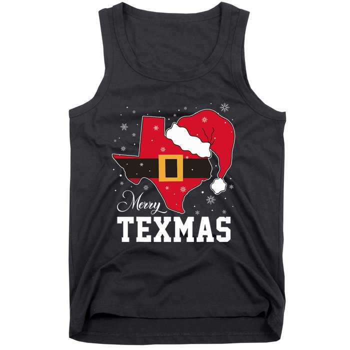 Funny Texas Merry Texmas Christmas State Santa Hat Clothing Tank Top