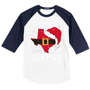 Funny Texas Merry Texmas Christmas State Santa Hat Clothing Baseball Sleeve Shirt