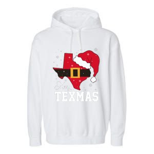 Funny Texas Merry Texmas Christmas State Santa Hat Clothing Garment-Dyed Fleece Hoodie