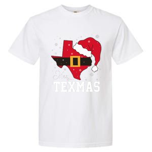 Funny Texas Merry Texmas Christmas State Santa Hat Clothing Garment-Dyed Heavyweight T-Shirt