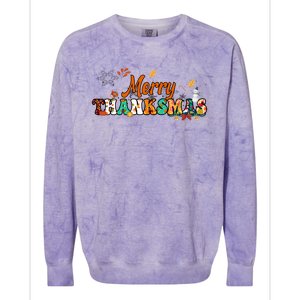 Funny Thanksmas Merry Thanksmas Thanksgiving Christmas Colorblast Crewneck Sweatshirt