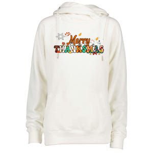 Funny Thanksmas Merry Thanksmas Thanksgiving Christmas Womens Funnel Neck Pullover Hood