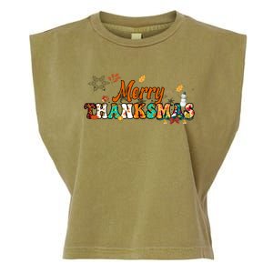 Funny Thanksmas Merry Thanksmas Thanksgiving Christmas Garment-Dyed Women's Muscle Tee