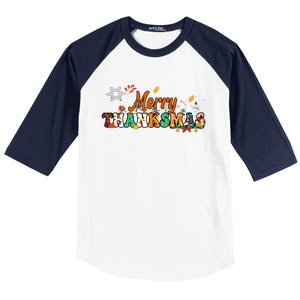 Funny Thanksmas Merry Thanksmas Thanksgiving Christmas Baseball Sleeve Shirt