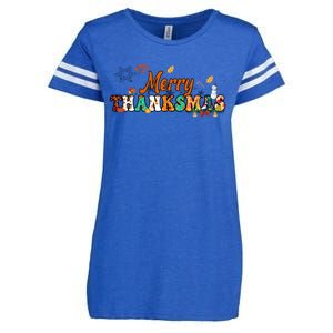 Funny Thanksmas Merry Thanksmas Thanksgiving Christmas Enza Ladies Jersey Football T-Shirt