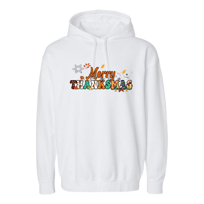 Funny Thanksmas Merry Thanksmas Thanksgiving Christmas Garment-Dyed Fleece Hoodie