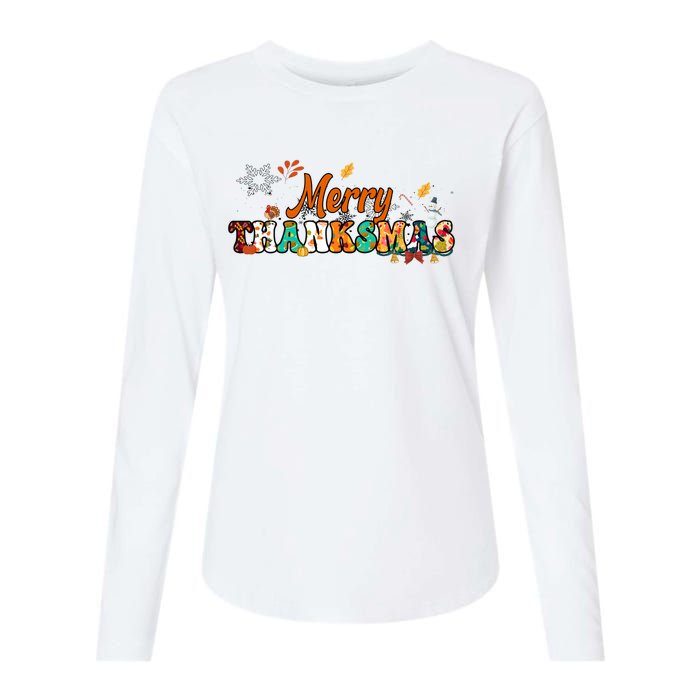 Funny Thanksmas Merry Thanksmas Thanksgiving Christmas Womens Cotton Relaxed Long Sleeve T-Shirt