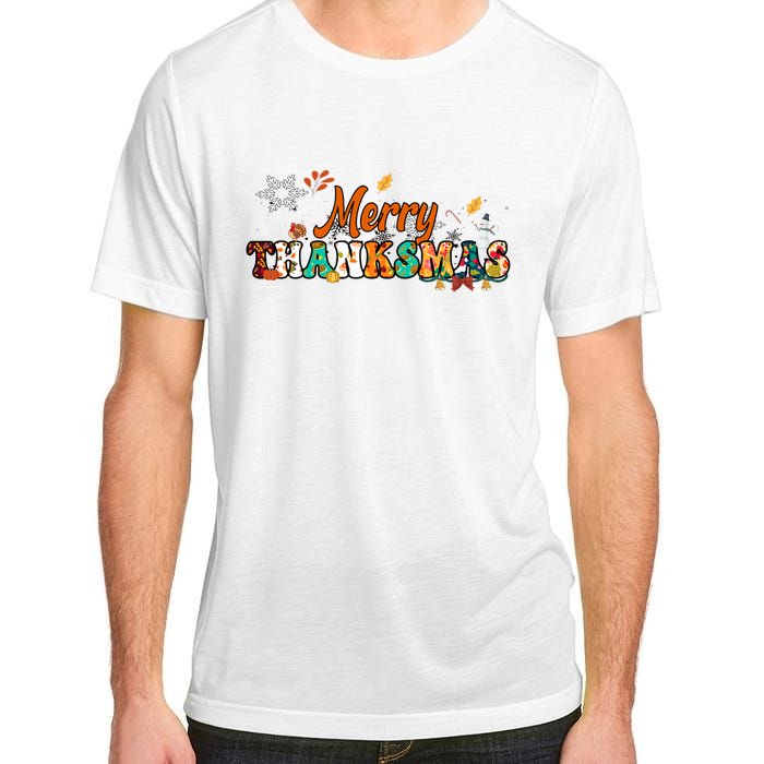 Funny Thanksmas Merry Thanksmas Thanksgiving Christmas Adult ChromaSoft Performance T-Shirt