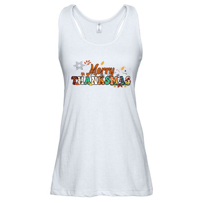 Funny Thanksmas Merry Thanksmas Thanksgiving Christmas Ladies Essential Flowy Tank