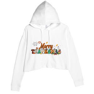 Funny Thanksmas Merry Thanksmas Thanksgiving Christmas Crop Fleece Hoodie