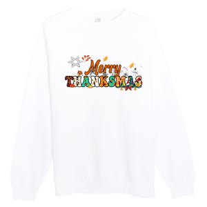 Funny Thanksmas Merry Thanksmas Thanksgiving Christmas Premium Crewneck Sweatshirt