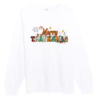 Funny Thanksmas Merry Thanksmas Thanksgiving Christmas Premium Crewneck Sweatshirt