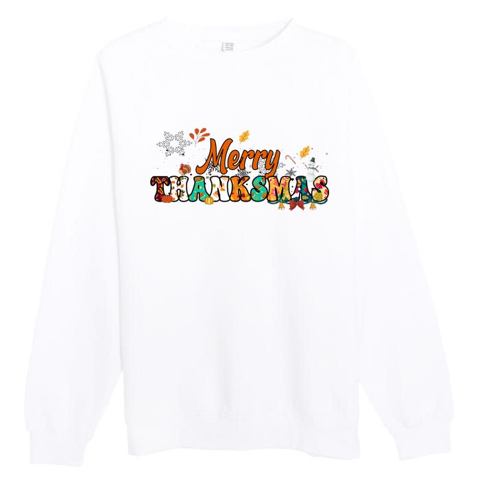 Funny Thanksmas Merry Thanksmas Thanksgiving Christmas Premium Crewneck Sweatshirt