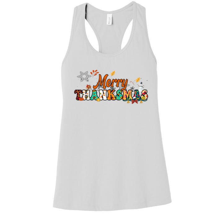 Funny Thanksmas Merry Thanksmas Thanksgiving Christmas Women's Racerback Tank