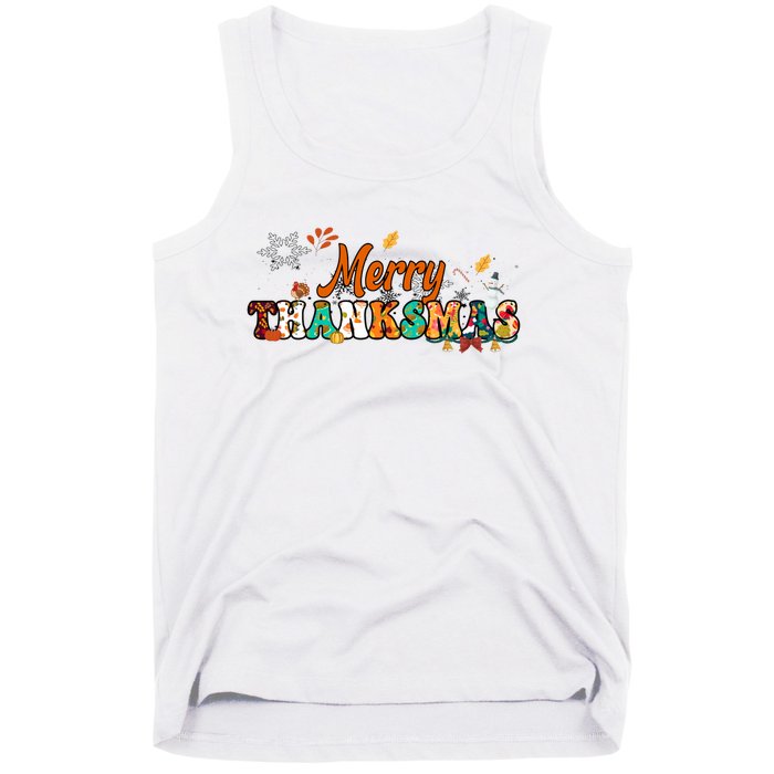 Funny Thanksmas Merry Thanksmas Thanksgiving Christmas Tank Top