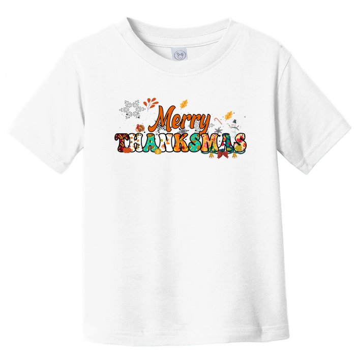 Funny Thanksmas Merry Thanksmas Thanksgiving Christmas Toddler T-Shirt